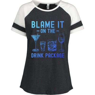 Blame It On The Package Funny Funny Cruise Vacation Gift Enza Ladies Jersey Colorblock Tee