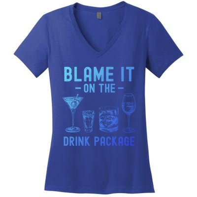 Blame It On The Package Funny Funny Cruise Vacation Gift Women's V-Neck T-Shirt