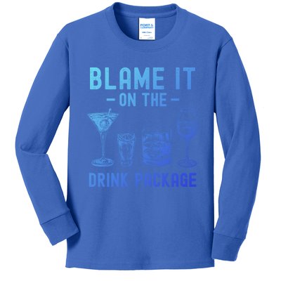 Blame It On The Package Funny Funny Cruise Vacation Gift Kids Long Sleeve Shirt