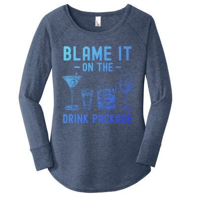 Blame It On The Package Funny Funny Cruise Vacation Gift Women's Perfect Tri Tunic Long Sleeve Shirt