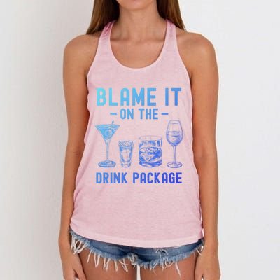 Blame It On The Package Funny Funny Cruise Vacation Gift Women's Knotted Racerback Tank