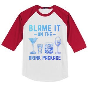 Blame It On The Package Funny Funny Cruise Vacation Gift Kids Colorblock Raglan Jersey