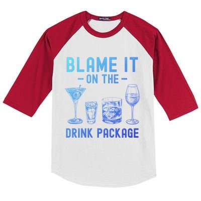 Blame It On The Package Funny Funny Cruise Vacation Gift Kids Colorblock Raglan Jersey