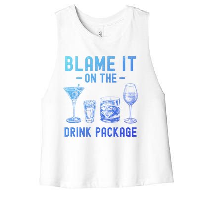 Blame It On The Package Funny Funny Cruise Vacation Gift Women's Racerback Cropped Tank