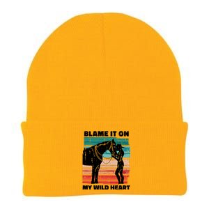 Blame It On My Wild Heart Horse Retro Knit Cap Winter Beanie