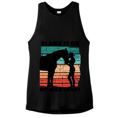 Blame It On My Wild Heart Horse Retro Ladies PosiCharge Tri-Blend Wicking Tank