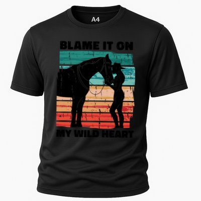Blame It On My Wild Heart Horse Retro Performance Shirt