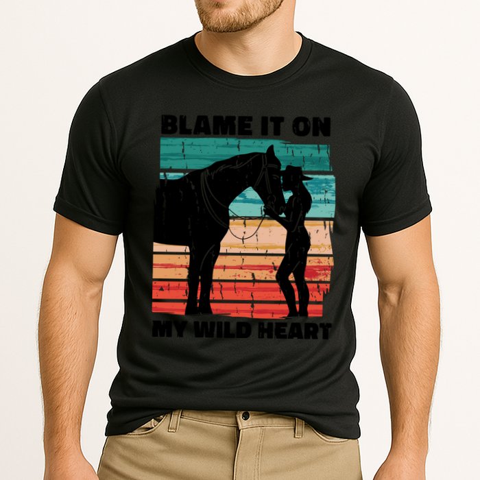 Blame It On My Wild Heart Horse Retro Performance Shirt