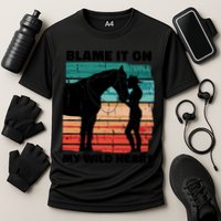 Blame It On My Wild Heart Horse Retro Performance Shirt