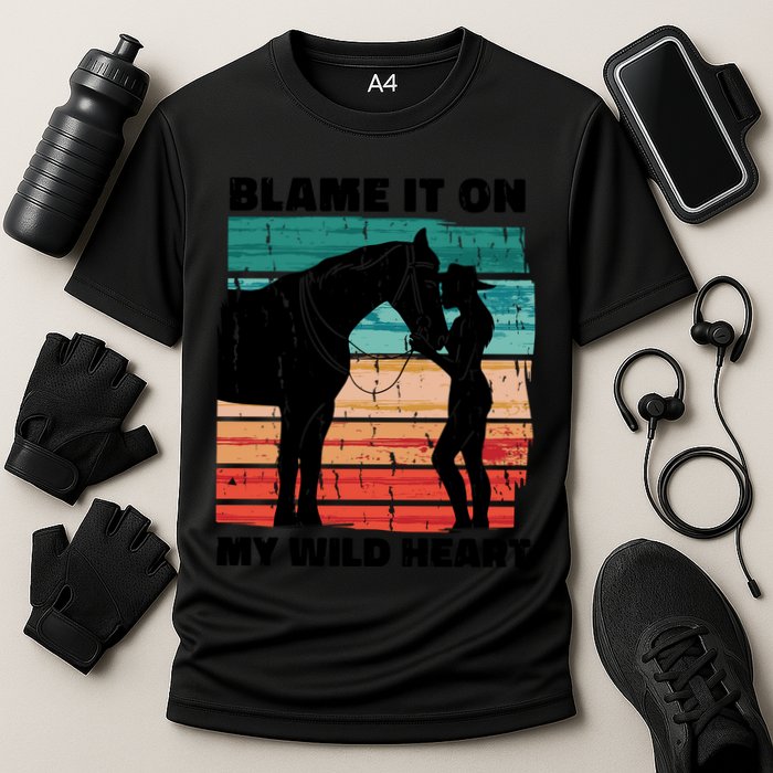 Blame It On My Wild Heart Horse Retro Performance Shirt