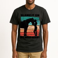 Blame It On My Wild Heart Horse Retro Tall T-Shirt