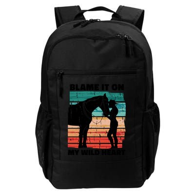 Blame It On My Wild Heart Horse Retro Daily Commute Backpack