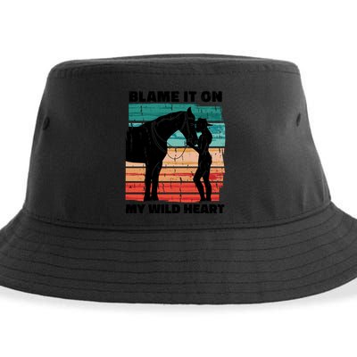 Blame It On My Wild Heart Horse Retro Sustainable Bucket Hat