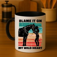 Blame It On My Wild Heart Horse Retro Mug