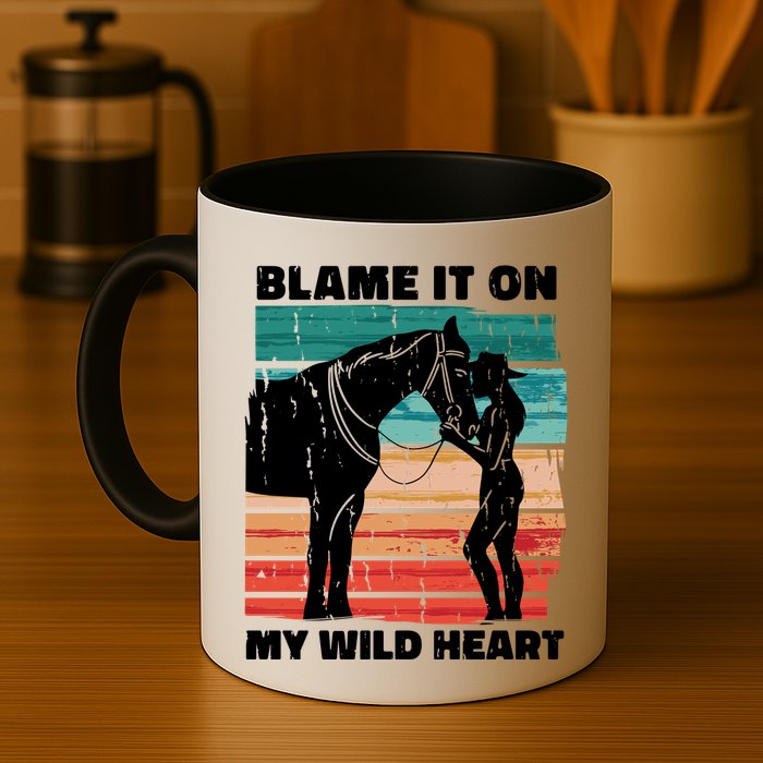 Blame It On My Wild Heart Horse Retro Mug