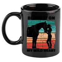 Blame It On My Wild Heart Horse Retro 11oz C Handle Ceramic Mug