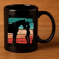 Blame It On My Wild Heart Horse Retro 11oz C Handle Ceramic Mug