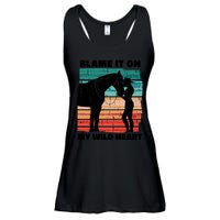 Blame It On My Wild Heart Horse Retro Ladies Essential Flowy Tank