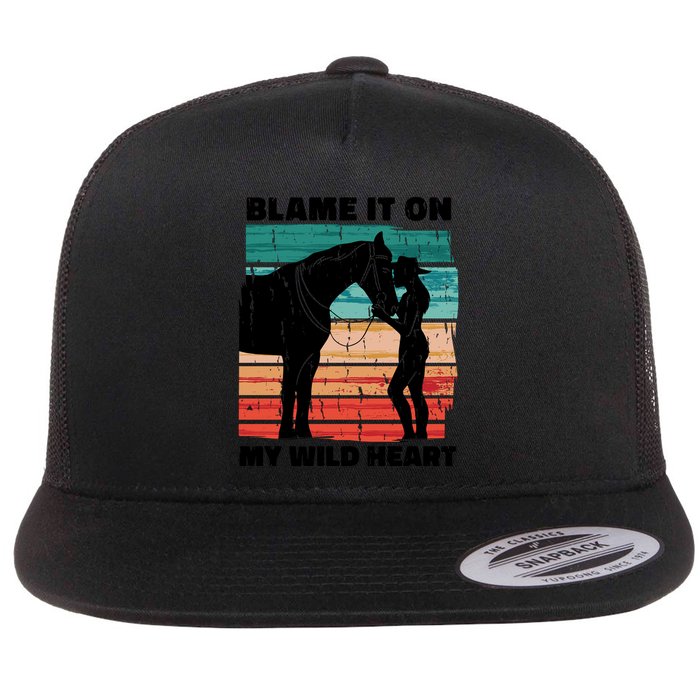 Blame It On My Wild Heart Horse Retro Flatbill Hat