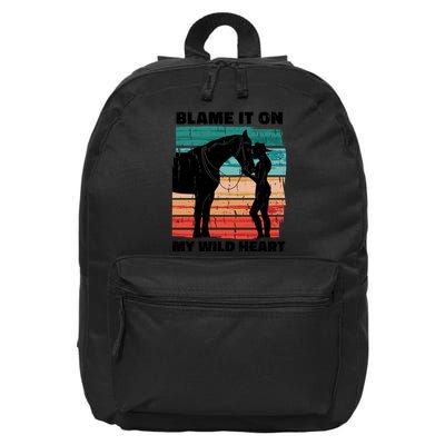 Blame It On My Wild Heart Horse Retro 16 in Basic Backpack