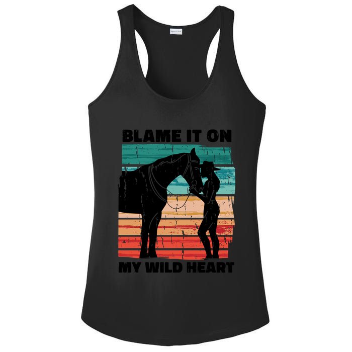 Blame It On My Wild Heart Horse Retro Ladies PosiCharge Competitor Racerback Tank
