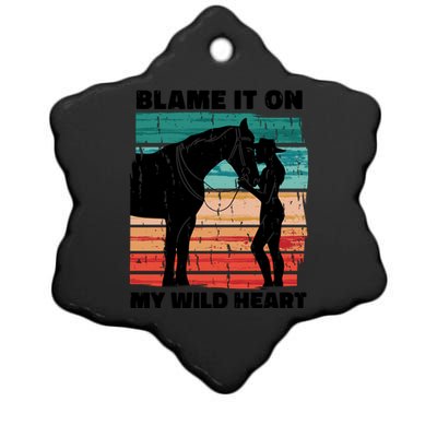 Blame It On My Wild Heart Horse Retro Ceramic Star Ornament