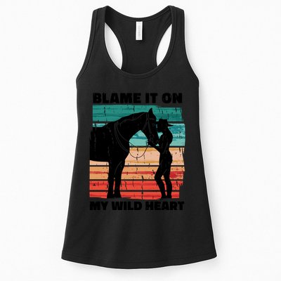 Blame It On My Wild Heart Horse Retro Womens Tank Top