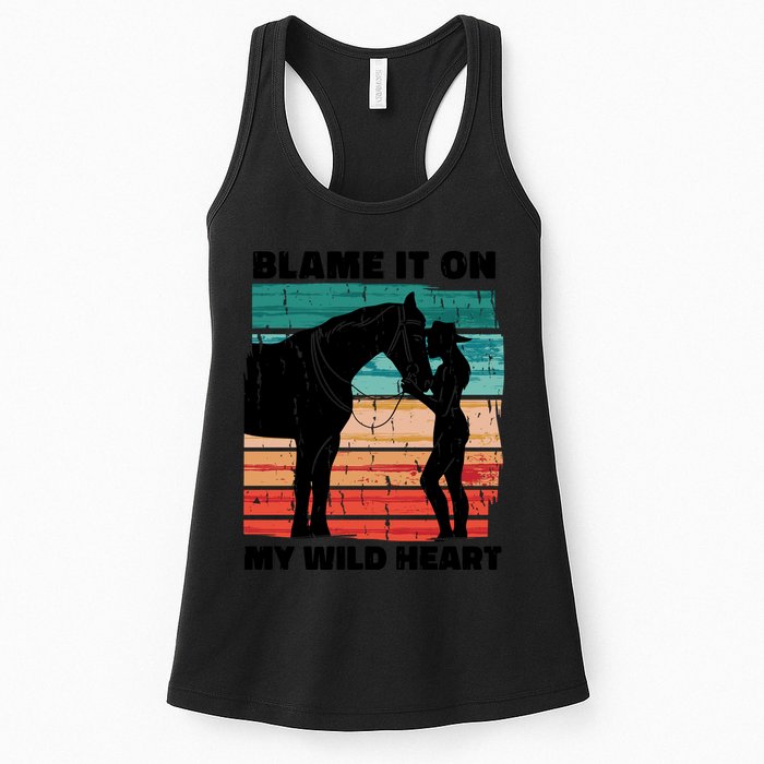 Blame It On My Wild Heart Horse Retro Womens Tank Top