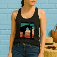 Blame It On My Wild Heart Horse Retro Womens Tank Top