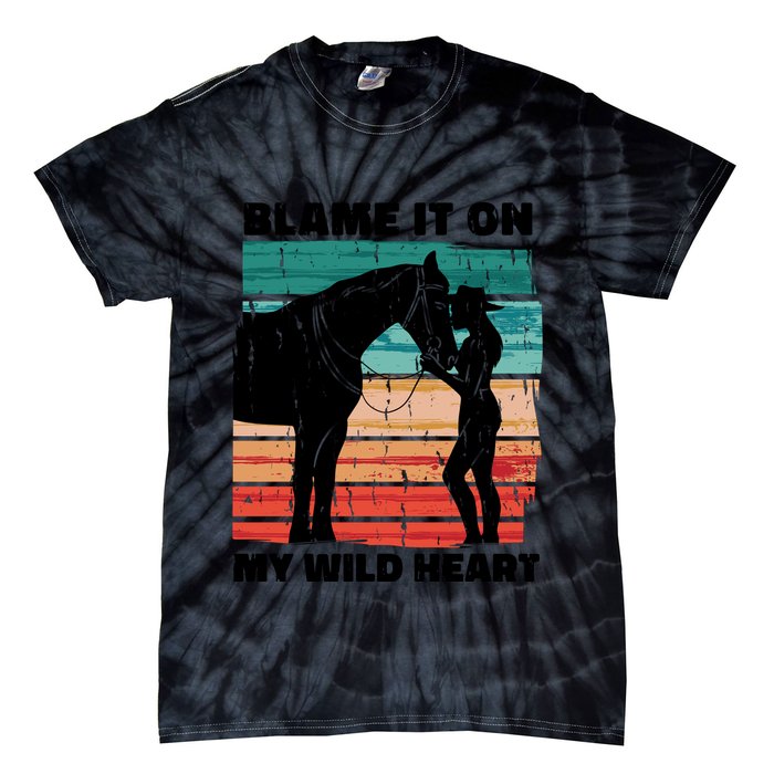 Blame It On My Wild Heart Horse Retro Tie-Dye T-Shirt