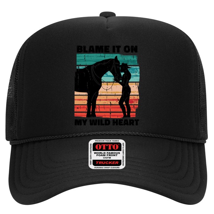 Blame It On My Wild Heart Horse Retro Trucker Hat