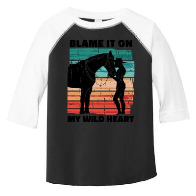 Blame It On My Wild Heart Horse Retro Toddler Fine Jersey T-Shirt