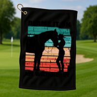 Blame It On My Wild Heart Horse Retro Golf Towel