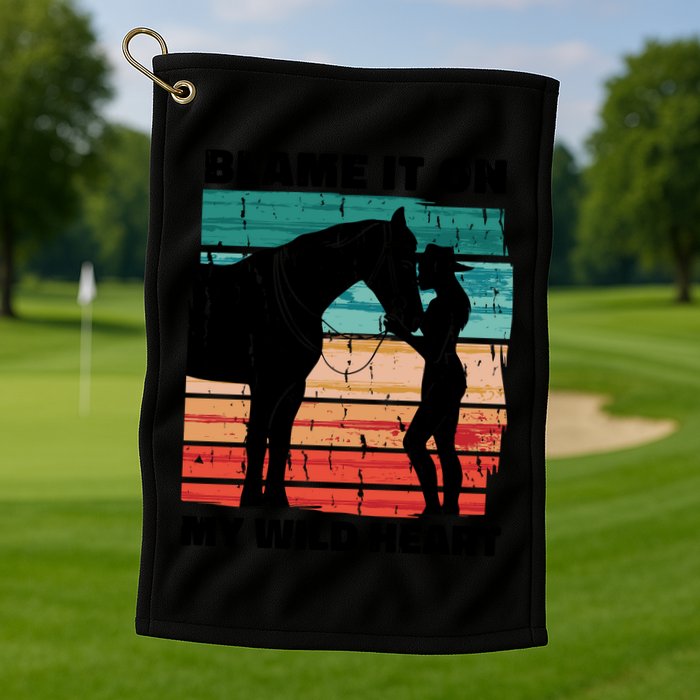 Blame It On My Wild Heart Horse Retro Golf Towel