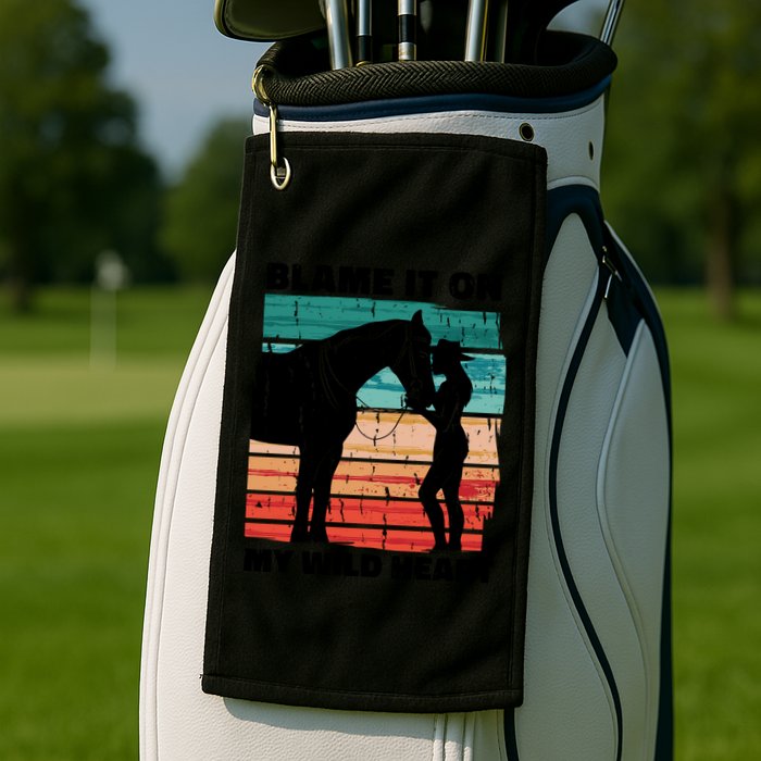 Blame It On My Wild Heart Horse Retro Golf Towel