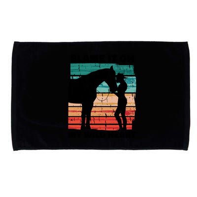Blame It On My Wild Heart Horse Retro Microfiber Hand Towel