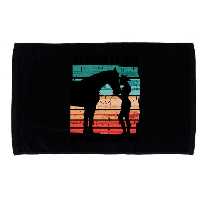 Blame It On My Wild Heart Horse Retro Microfiber Hand Towel