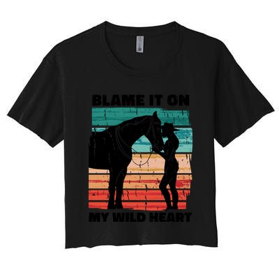 Blame It On My Wild Heart Horse Retro Crop Top