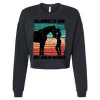 Blame It On My Wild Heart Horse Retro Cropped Pullover Crew