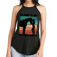 Blame It On My Wild Heart Horse Retro Women's Perfect Tri Rocker Tank