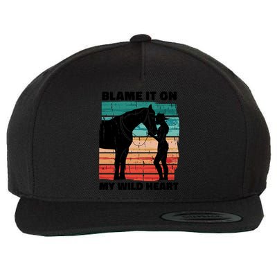 Blame It On My Wild Heart Horse Retro Wool Snapback Cap