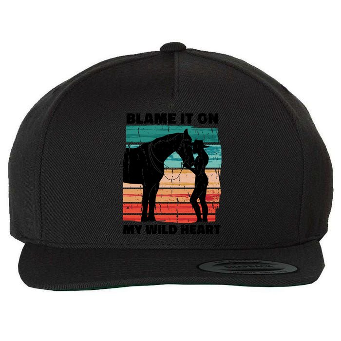 Blame It On My Wild Heart Horse Retro Wool Snapback Cap