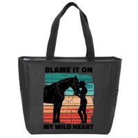 Blame It On My Wild Heart Horse Retro Zip Tote Bag