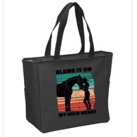 Blame It On My Wild Heart Horse Retro Zip Tote Bag