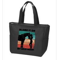 Blame It On My Wild Heart Horse Retro Zip Tote Bag