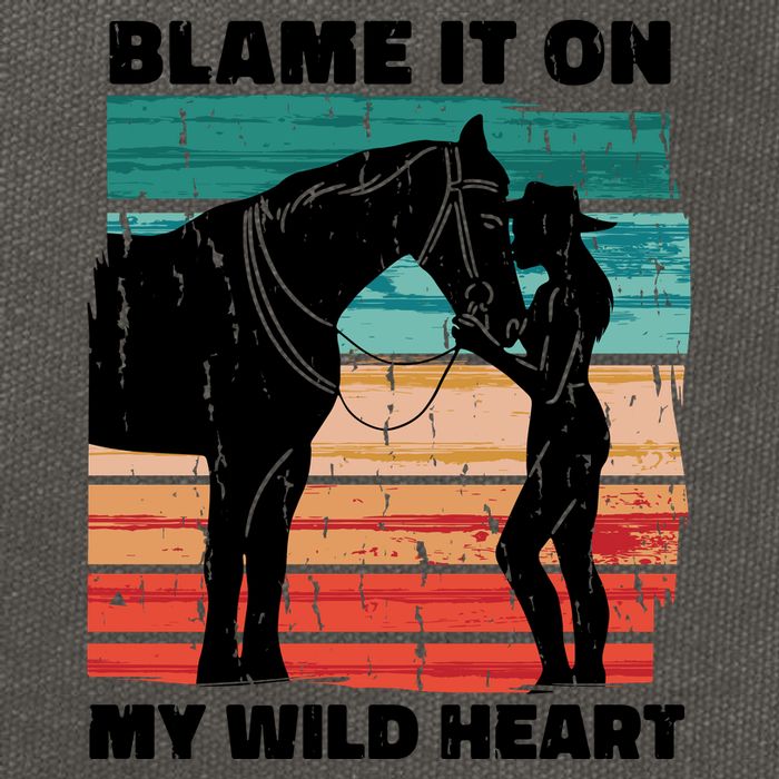 Blame It On My Wild Heart Horse Retro Cotton Canvas Backpack