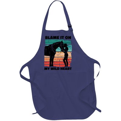 Blame It On My Wild Heart Horse Retro Full-Length Apron With Pockets