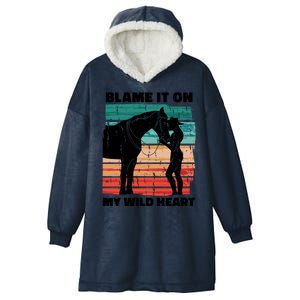 Blame It On My Wild Heart Horse Retro Hooded Wearable Blanket