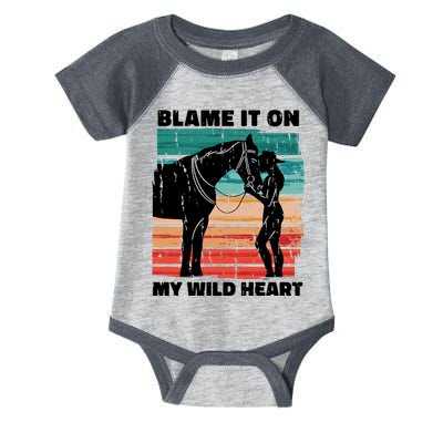 Blame It On My Wild Heart Horse Retro Infant Baby Jersey Bodysuit