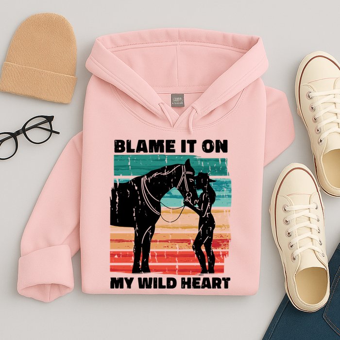 Blame It On My Wild Heart Horse Retro Hoodie
